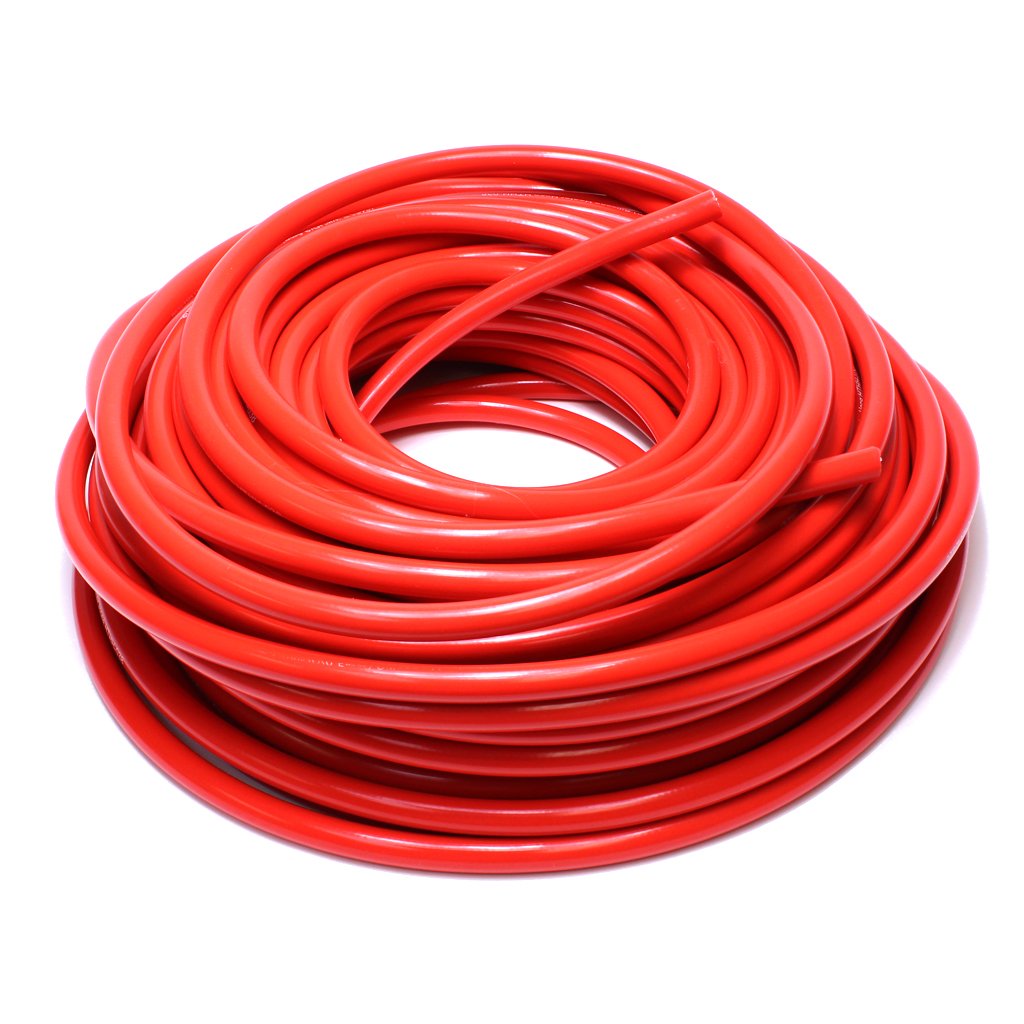 Red HPS 5/8" ID high temp reinforced silicone heater hose 50 feet roll