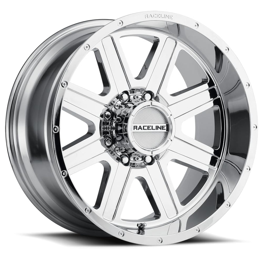 18X9"5X150 Raceline Wheels HOSTAGE Wheel Chrome +12mm Offset/(5.5"B/S) 8 Spoke Aluminum Passenger Car Wheels, Full Size Replacement Chrome Car Rims