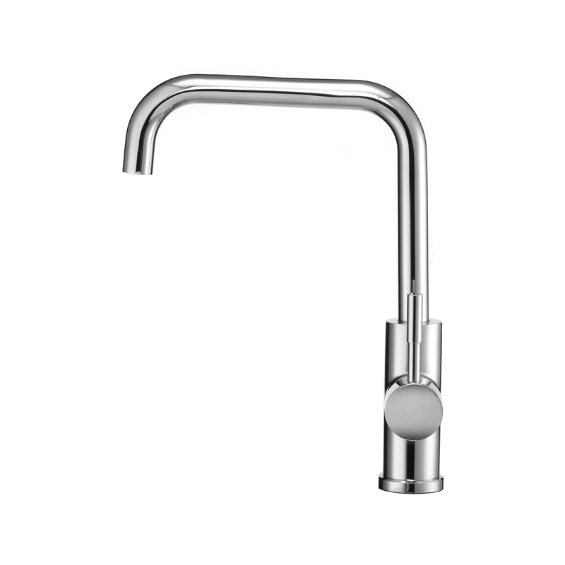 Dura Faucet Squared-Arc RV Single Handle Kitchen Sink Faucet - Optional Deck Plate (Chrome)
