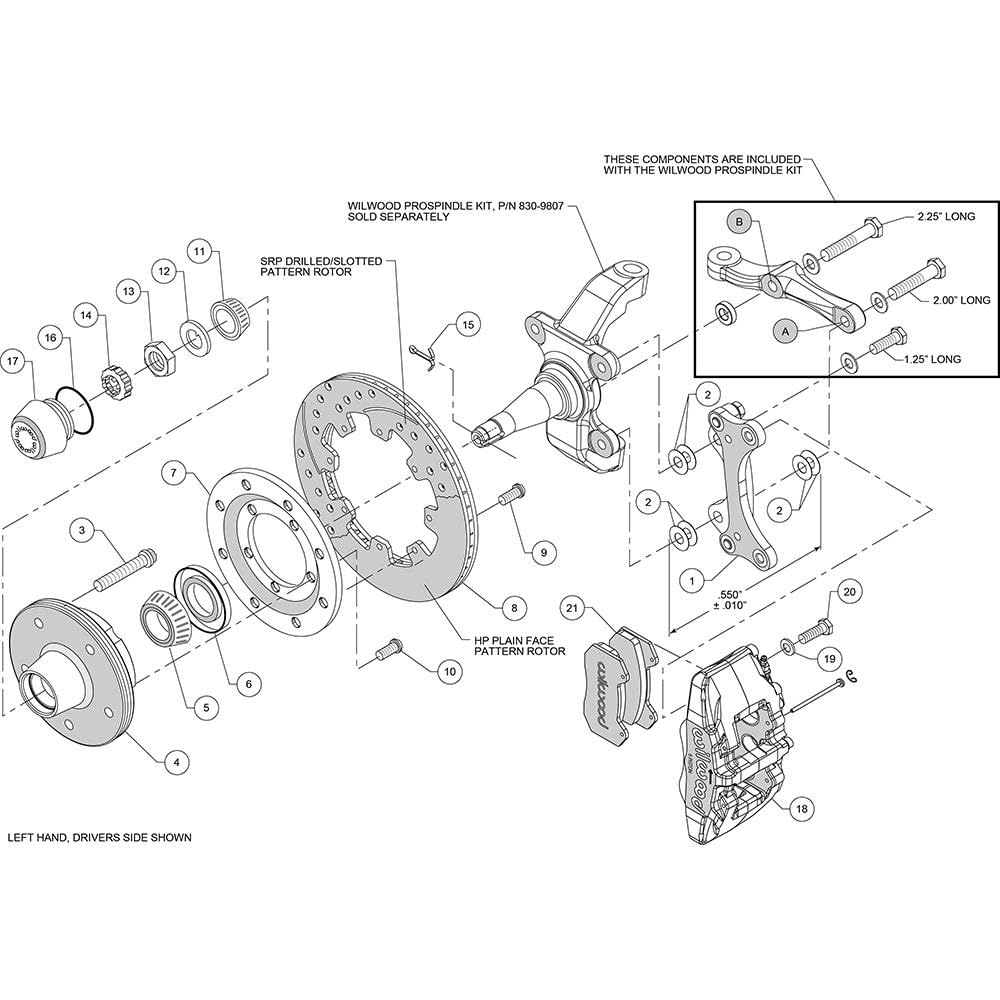 Front Hub Kit, DP6A 12.19"