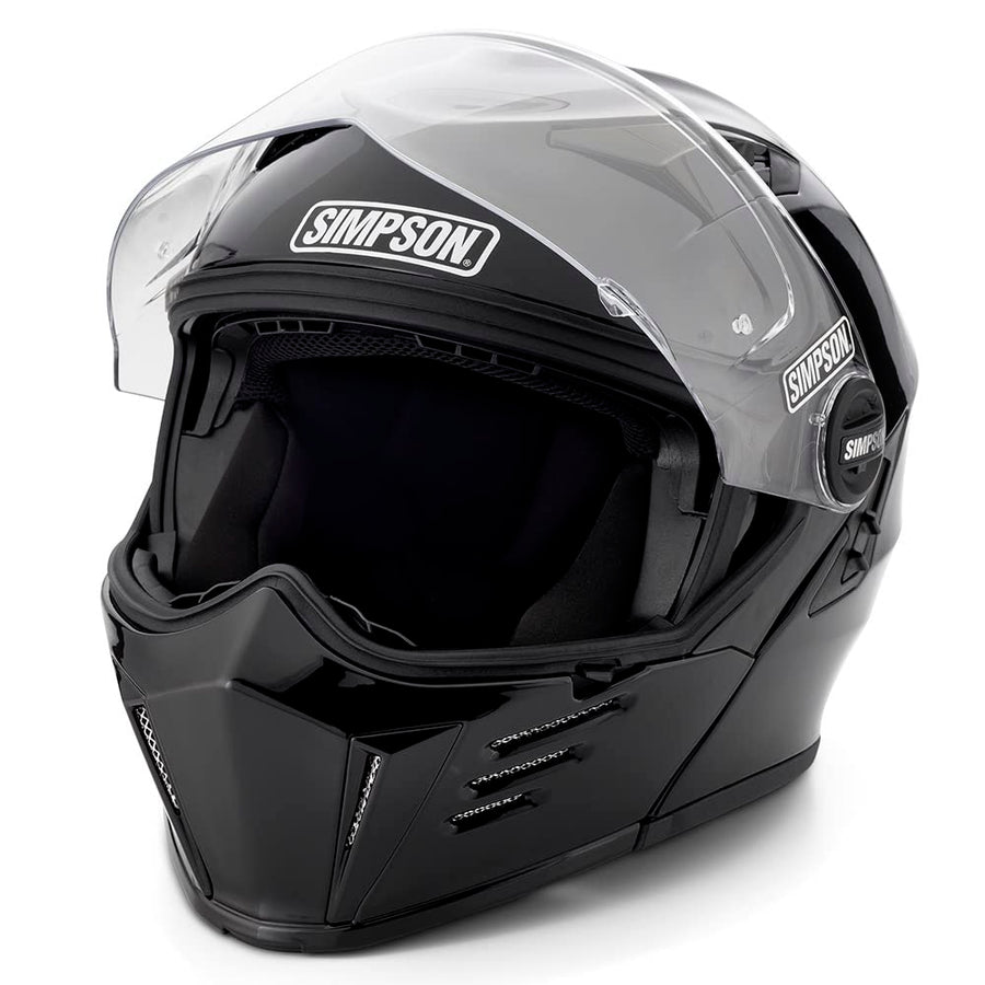 Mod Bandit Simpson Motorcycle Helmet - Gloss Black - Medium | Modular Full-Face Helmet Clear Visor Shield DOT ECE Certified for Street, Cruiser & Touring Riders (M59M2)