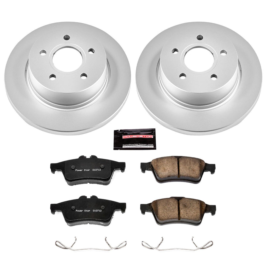 Coated Brake Rotor & Ceramic Brake Pads Power Stop CRK5975- rear For Ford Focus 2012-2018 [Model Specific]