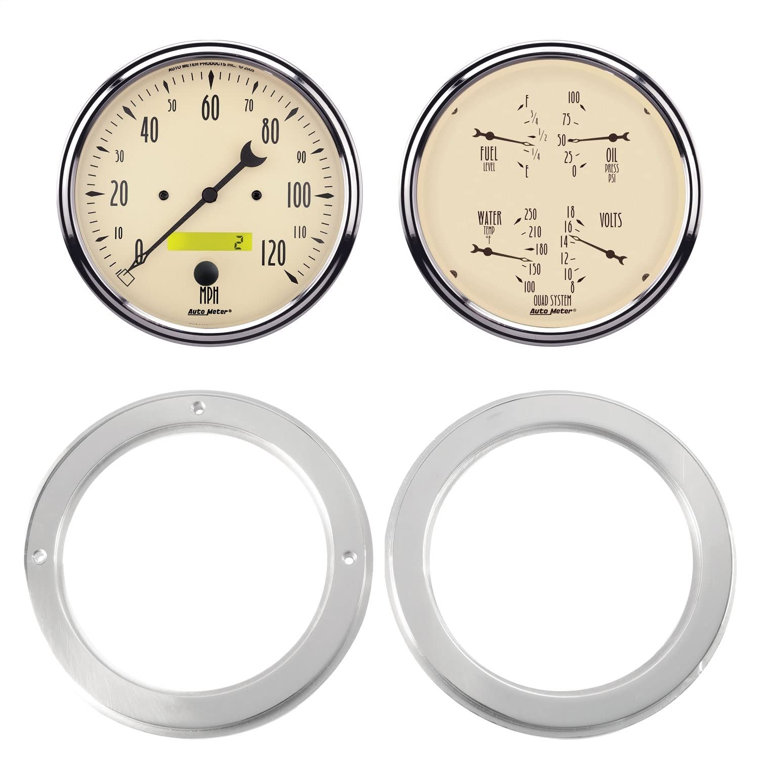 AutoMeter Dash Kit Direct Fit, 2 Pc, Chevy Truck 54-55, 2 X 5, Antique Beige (7037-02)