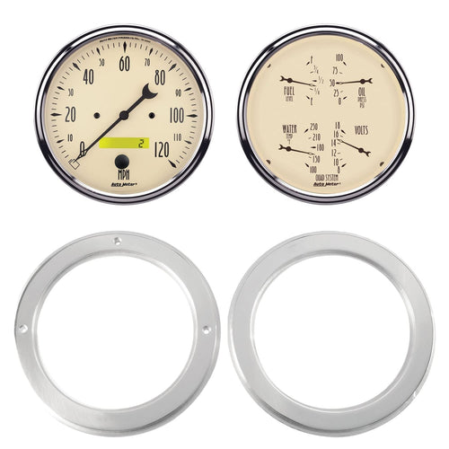 AutoMeter Dash Kit Direct Fit, 2 Pc, Chevy Truck 54-55, 2 X 5, Antique Beige (7037-02)