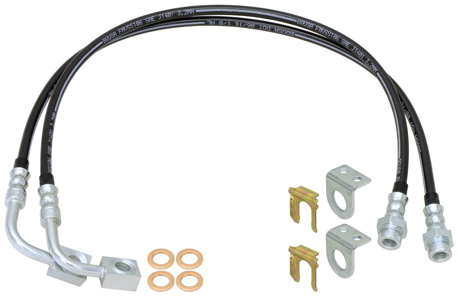 Brake Hose Kit RockJock Fits 07-18 Wrangler (JK) CE-9807FBLKL