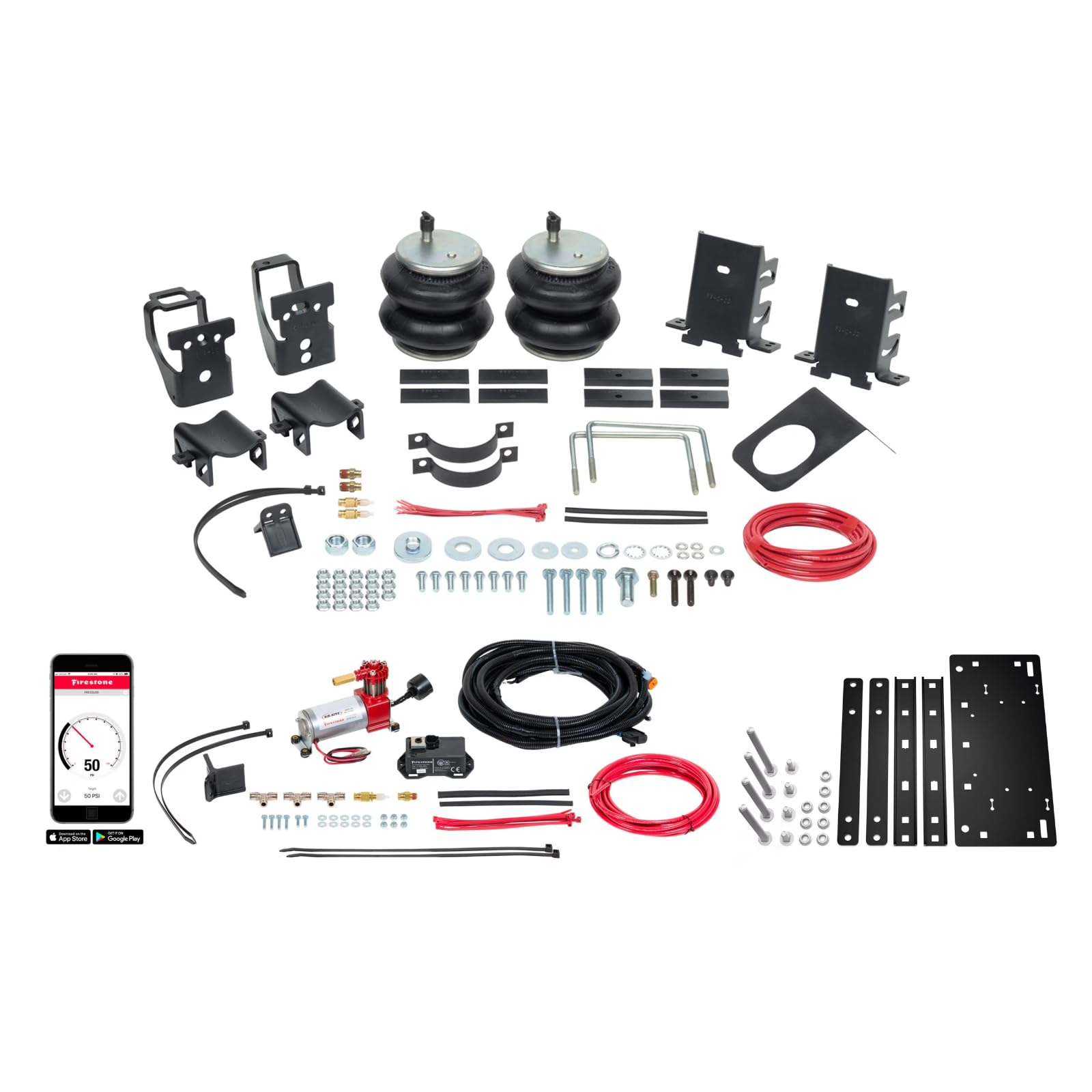 Firestone 2866 Airide All-In-One Wireless Rear Air Spring Kit fits 2011-2016 F250 F350 & 2011-2013 F450 | Up to 5,000 lbs Load Capacity | 5-100 PSI | Easy Installation