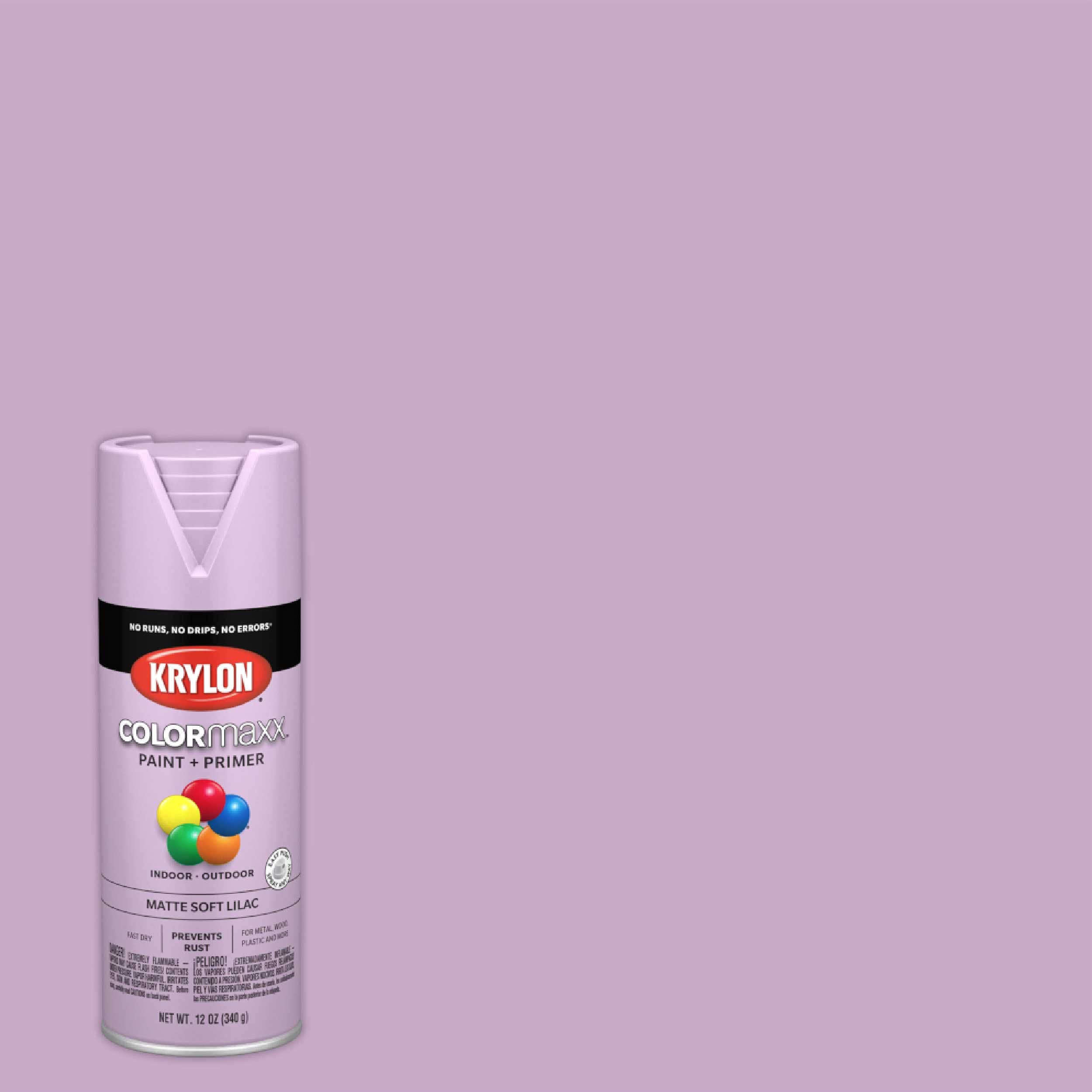 Krylon COLORmaxx K05602007 Spray Paint and Primer for Indoor/Outdoor Use, Matte Soft Lilac