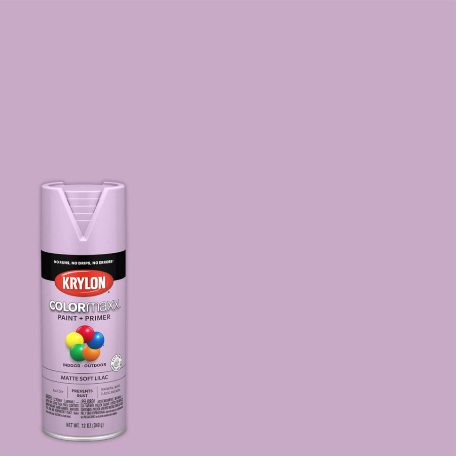 Krylon COLORmaxx K05602007 Spray Paint and Primer for Indoor/Outdoor Use, Matte Soft Lilac