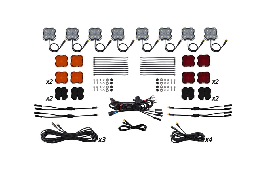 Diode Dynamics Single Color Stage Series LED Rock Light Kit (8-Pack), with Magnet Mounts