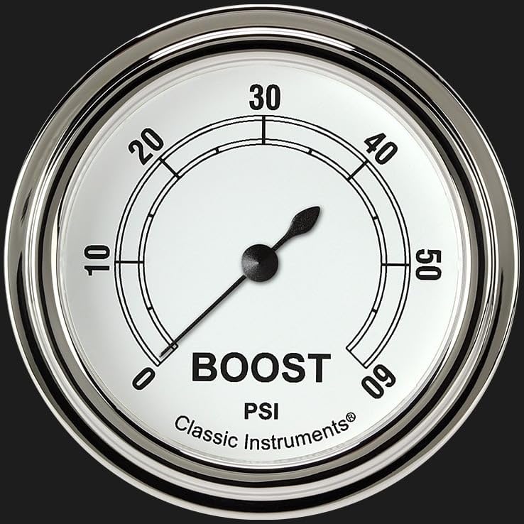 Classic Instruments Classic White CW343SLF 2 5/8" Boost Gauge 60 PSI Electric