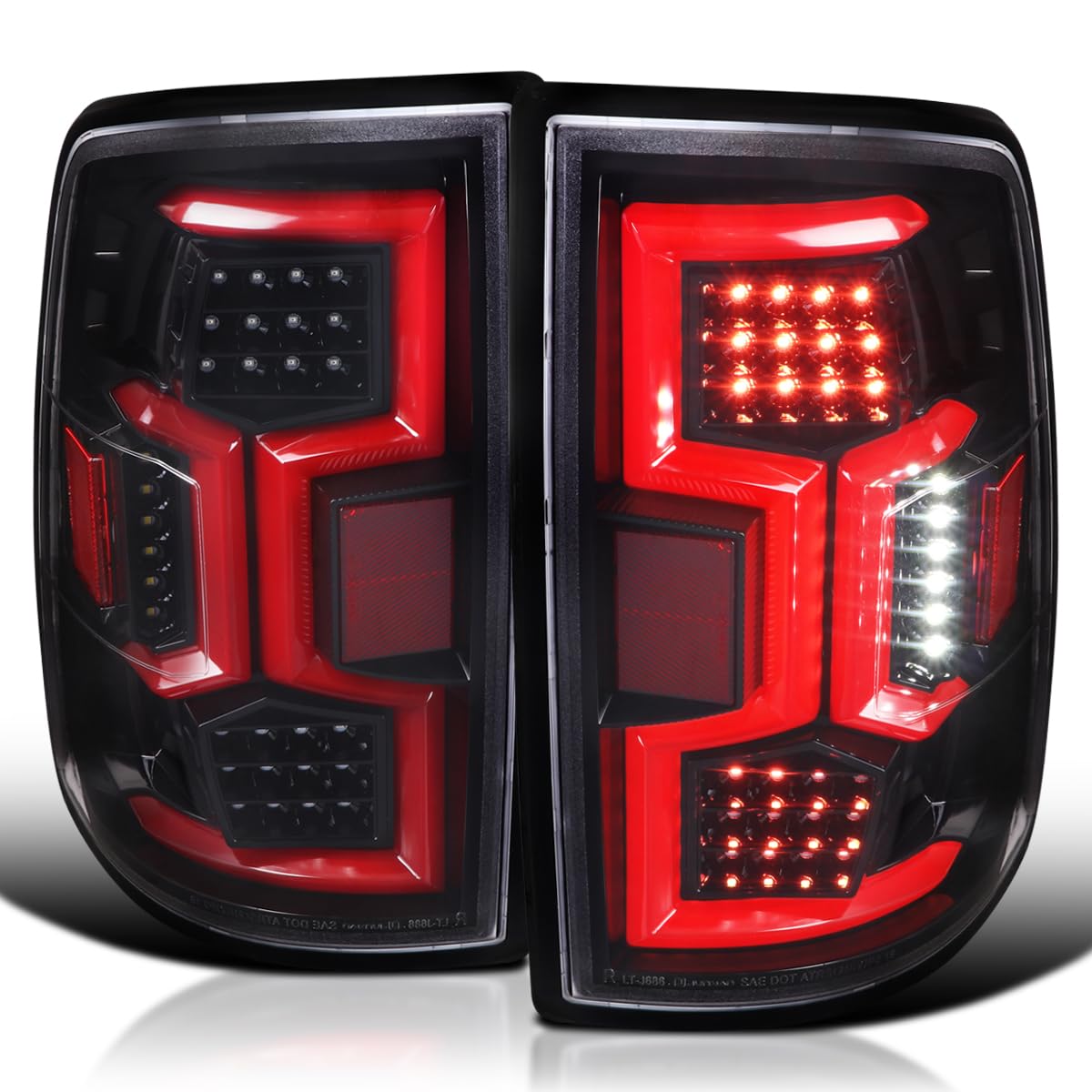 Jet Black SPEC-D TUNING Tail Lights w/Fiber Optic Sequential LED Turn Signal Lights Compatible with 2019-2024 Dodge Ram 2500/3500