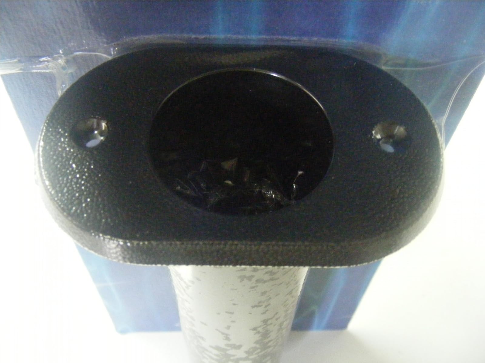 T-H Marine Fishing Rod Holder Flat Top | 9.5" Molded Flush Mounted Rod Holder for Boats with Bottom Drain Hole | 2.5" x 4" Flange Installs in 2" Hole - Black