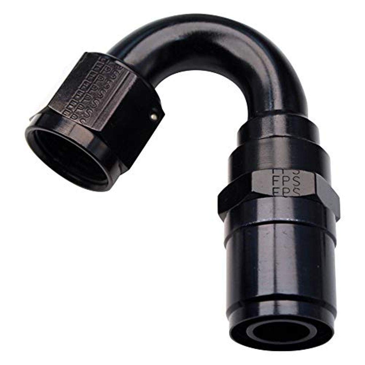 FRAGOLA Hose End Fitting, Crimp-On, 150 Degree, 16 an Hose Crimp to 16 an Female, Aluminum, Black Anodize, Each