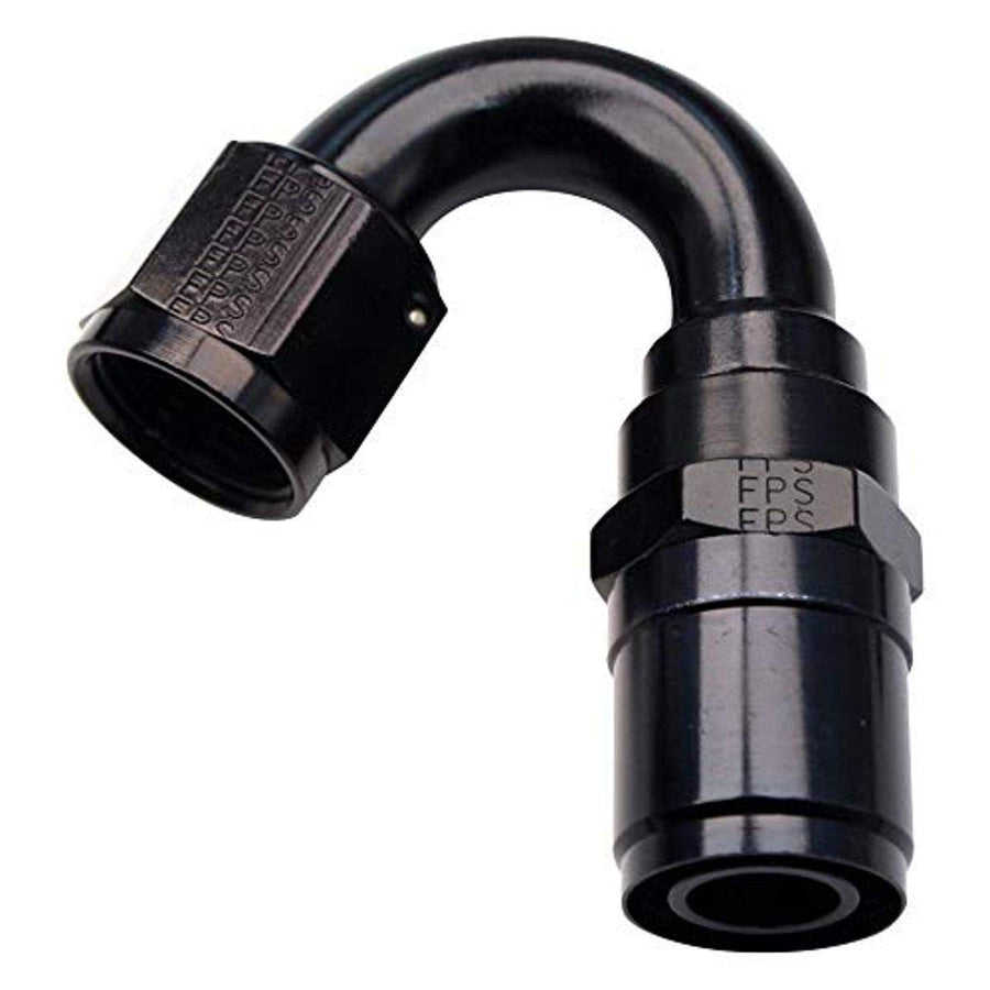 FRAGOLA Hose End Fitting, Crimp-On, 150 Degree, 16 an Hose Crimp to 16 an Female, Aluminum, Black Anodize, Each