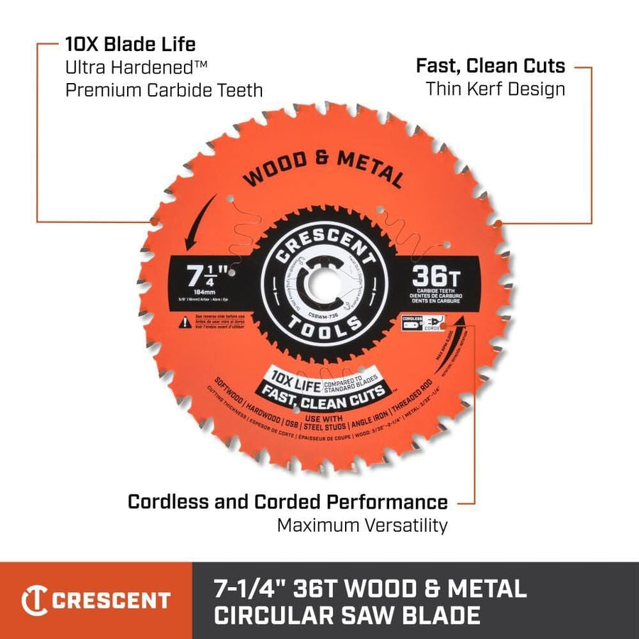 Crescent 36-Tooth 7-1/4" Circular Saw Blade Wood / Metal