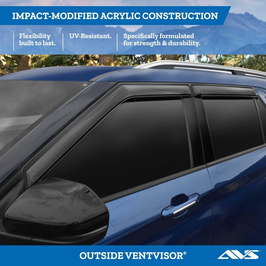 Auto Ventshade Outside Mount [AVS] Rain Guards For 2008 - 2014 Ford E-150/E-250/E-350 Van Super Duty, Reg. Cab | Window Vent Visors, 2 pcs. - Smoke | 92138