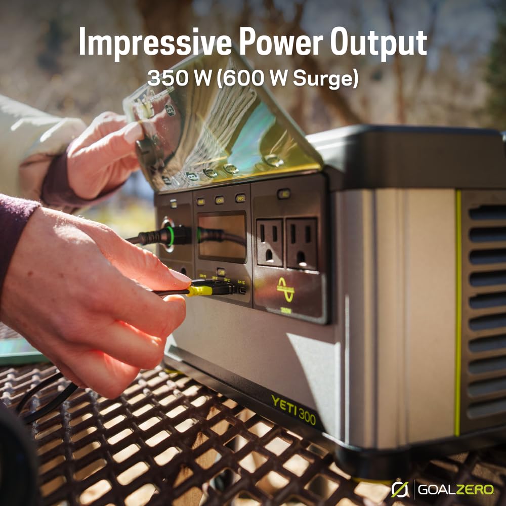 Goal Zero Yeti 300 Portable Power Station, 297 Watt Hour LiFePO4 Battery, Water resistant & Dustproof Solar Generator For Outdoors, Camping, Tailgating, & Home, Clean Renewable Off-Grid Power