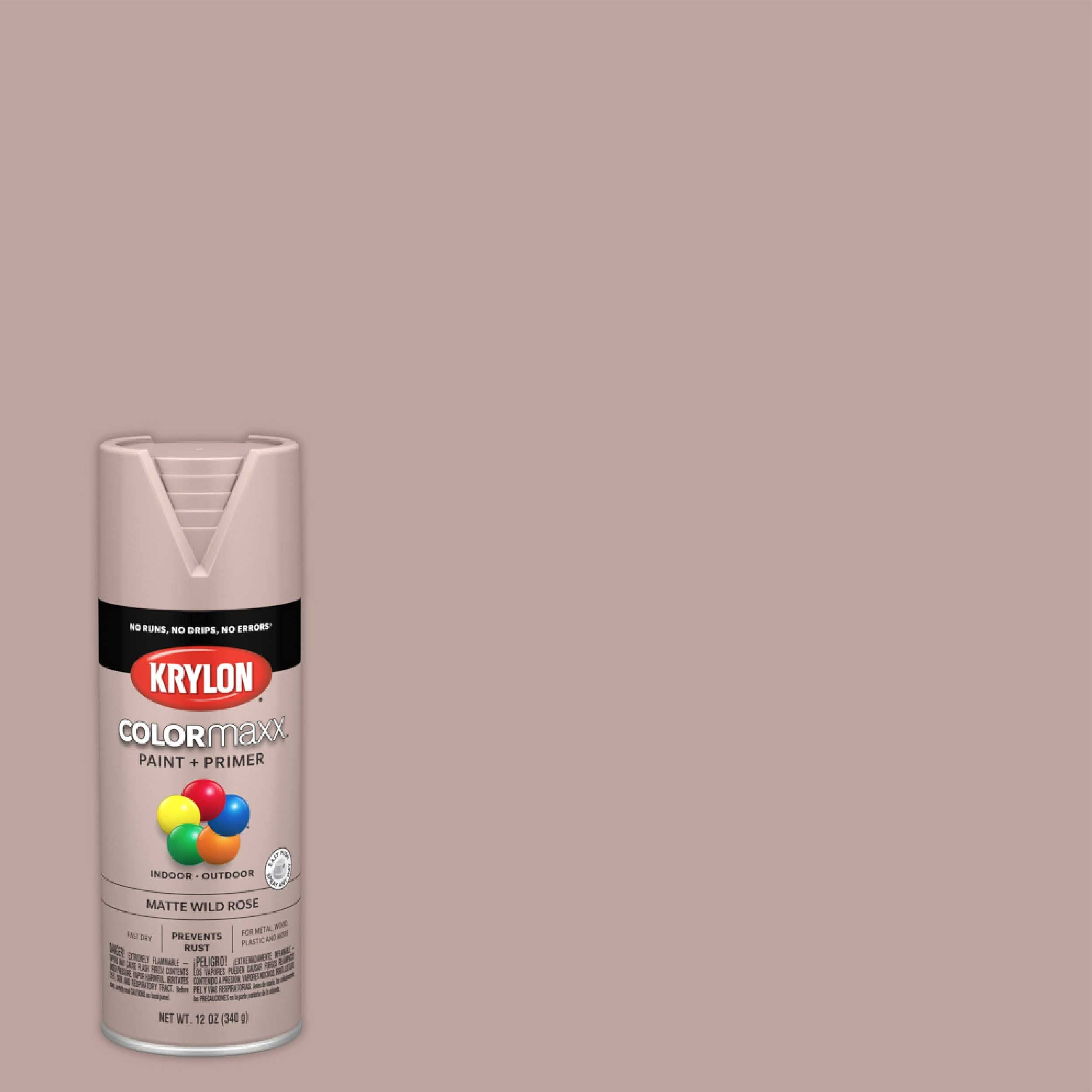 Krylon COLORmaxx K05601007 Spray Paint and Primer for Indoor/Outdoor Use, Matte Wild Rose