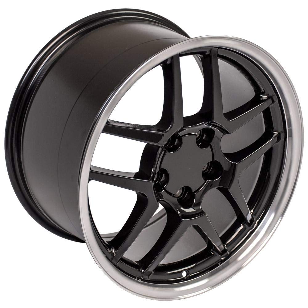 CV04 OE Wheels 18 Inch Rim Fits Corvette C5 Z06 Style 5x120.65 18x10.5 Gloss Black Machined Lip - Hollander 5124 (1)