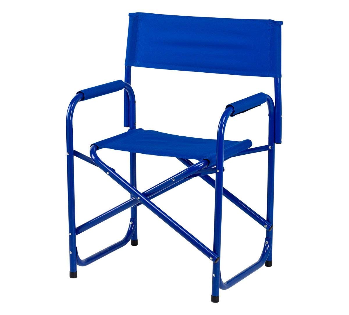 E-Z UP Directors Chair Standard Height, Seat 17.5” High, Padded Armrests and Storage Bag, Blue