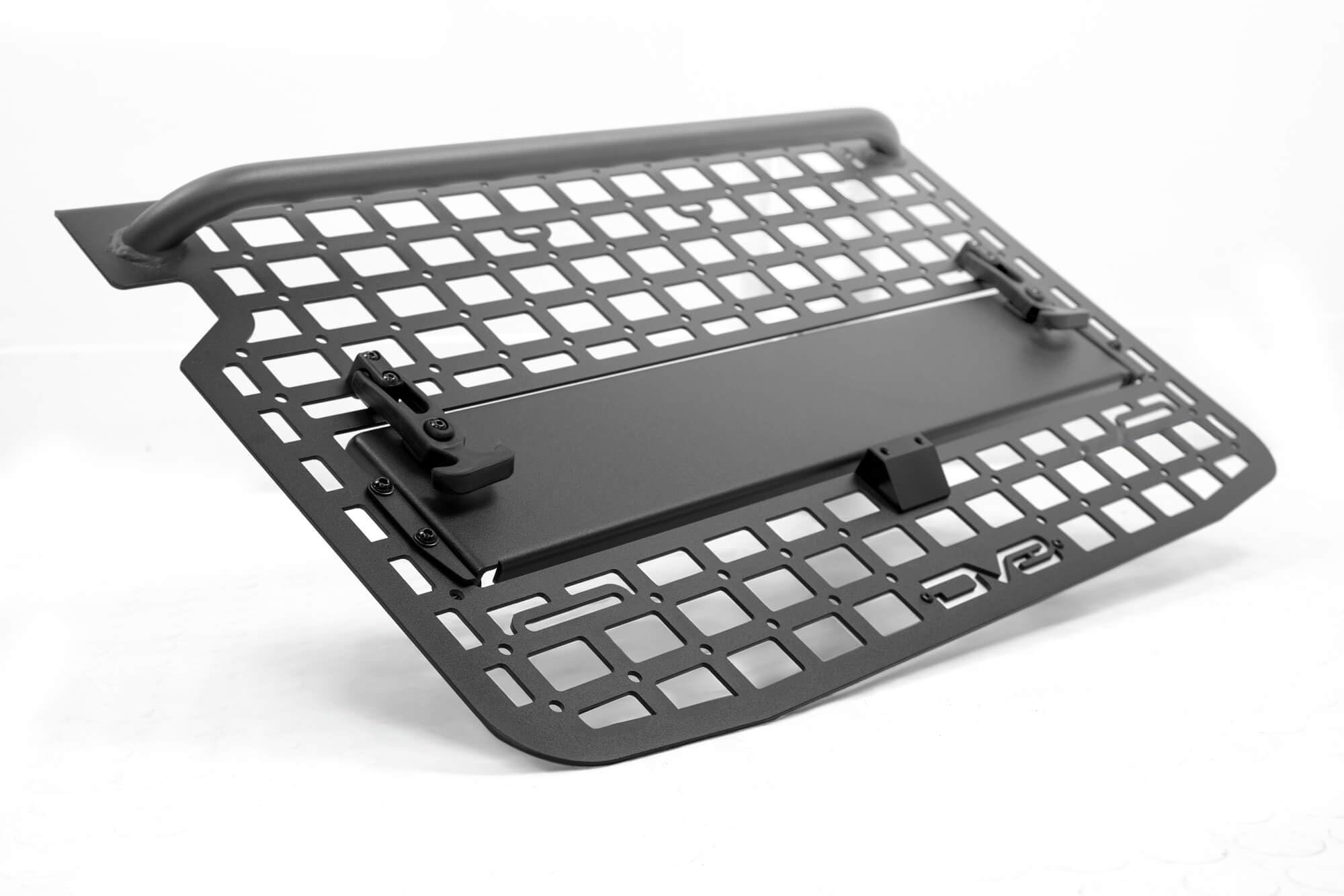 Tailgate Molle Panel DV8 Offroad for The 2021-2025 Ford Bronco | Perfect for Molle Bags, Knife Sheaths, Med Kits, Recovery Gear & More | Drop-Down Tray for Holding Drinks & Other Gear While at Camp