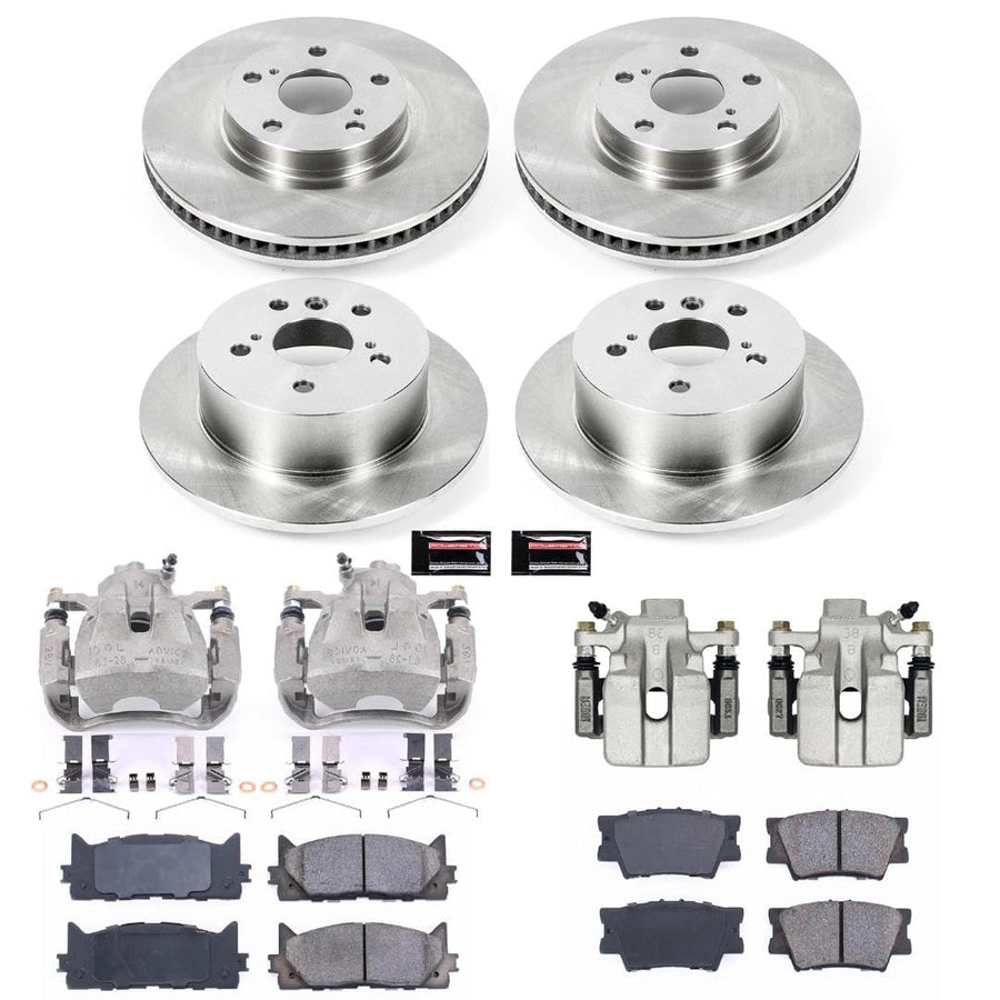 Power Stop KCOE2822 Replacement Autospeciality Front and Rear Caliper Kit- OE Rotors, Ceramic Brake Pads, Calipers For Lexus ES350, Toyota Avalon, Toyota Camry [Model Specific]