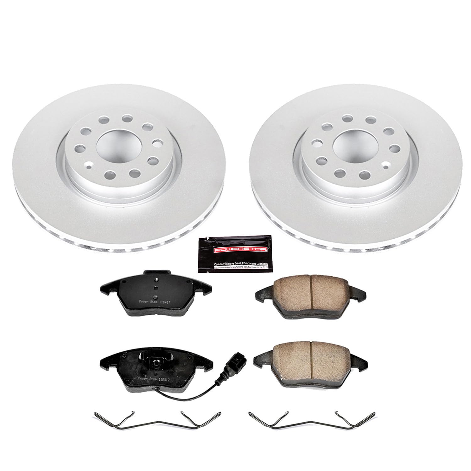 Power Stop Front CRK2259 Z23 Geomet Coated Brake Kit For Audi A3, Audi A3 Quattro, Audi TT, Audi TT Quattro, VW Beetle, VW CC, VW Eos, VW GTI, VW Jetta, VW Passat [Model Specific]