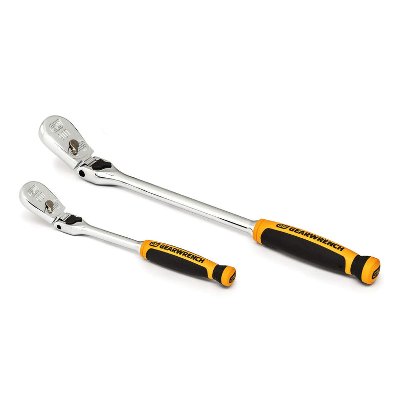2 Pc. GEARWRENCH 1/4" & 3/8" Drive 90 Tooth Dual Material Locking Flex Head Teardrop Ratchet Set - 81275T