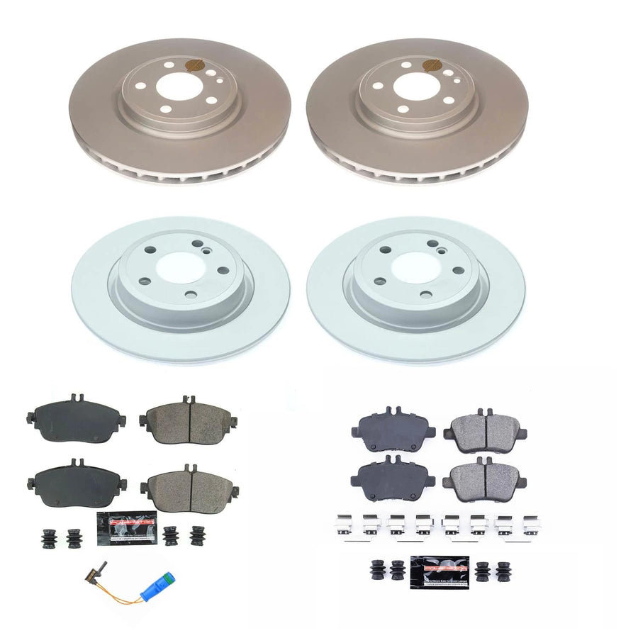 Power Stop Z17 Coated Rotor Kit CRK8046 - Coated Brake Rotors, Ceramic Brake Pads and 1 Front Sensor Wire For INFINITI QX30, Mercedes-Benz CLA250, Mercedes-Benz GLA250 [Model Specific]