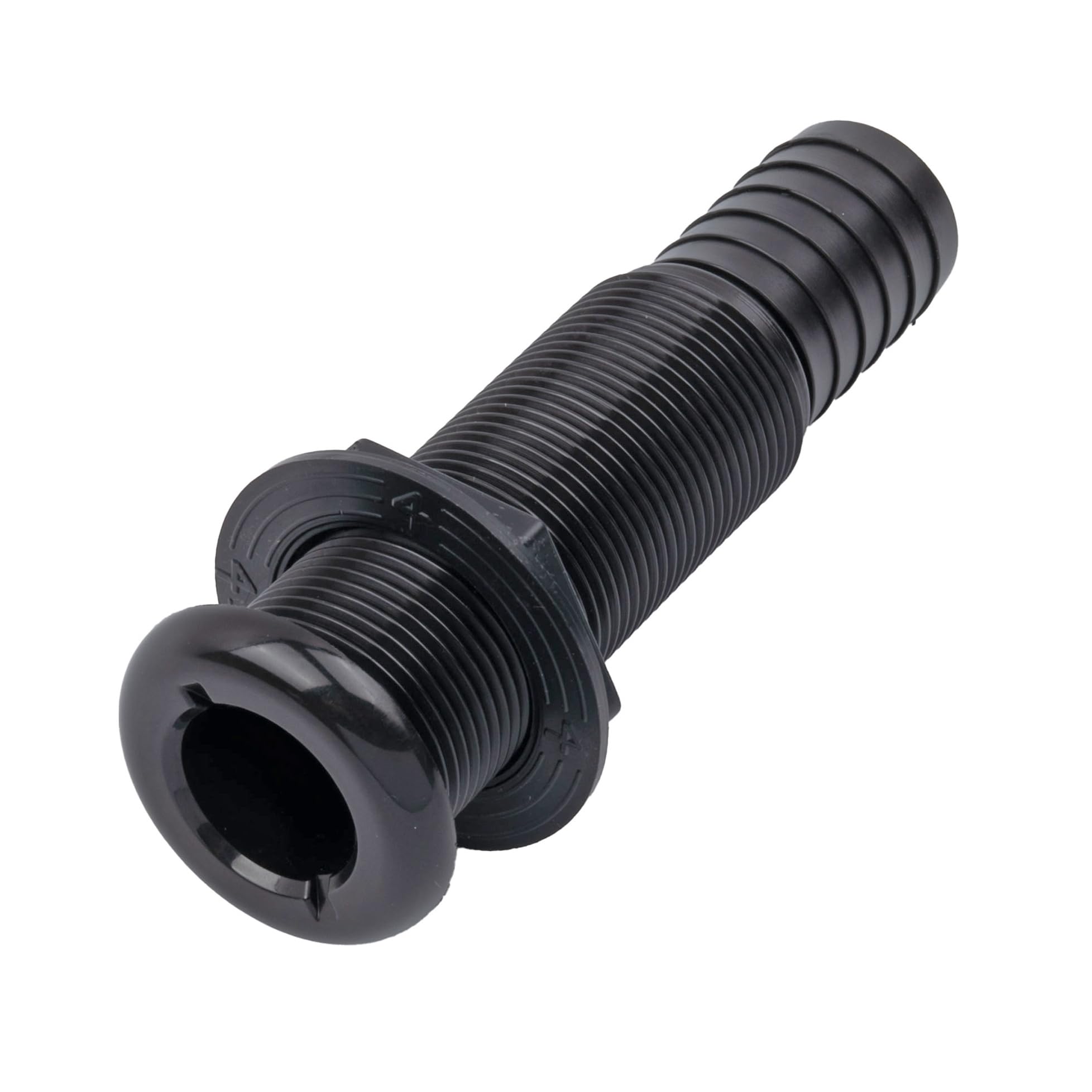 1-1/8 Inch T-H Marine Straight Thru-Hull Fittings - UV-Stabilized Virgin Material for Marine Plumbing - Secure Hose Barb for Livewell and Drain Systems - OEM and Aftermarket Rigging - Extended Length