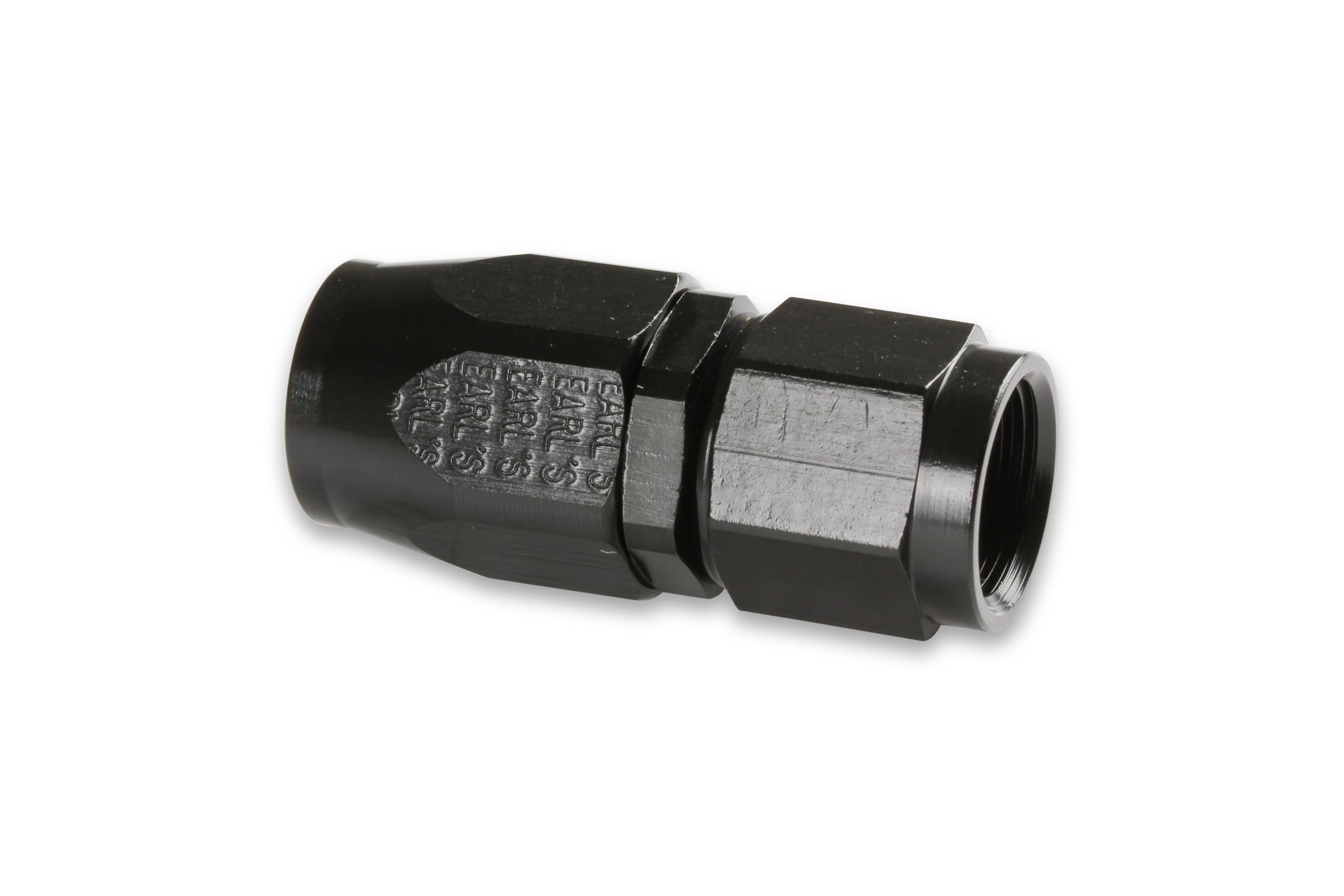 Earl's Straight Swivel-Seal® Hose End -6 AN - Black - AT800106ERLP Clamshell Package