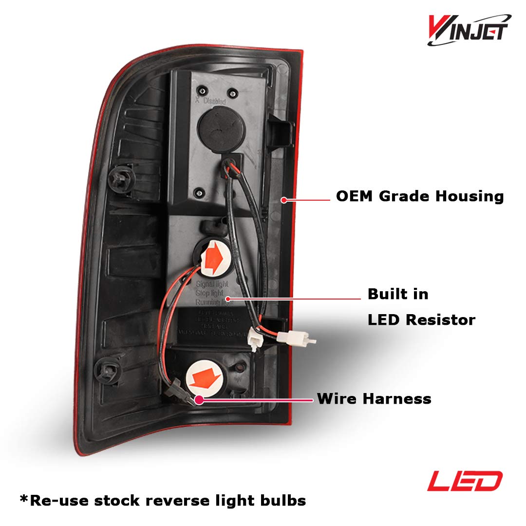 LED Taillights Winjet for [2007-2013 Chevy Silverado 1500] [2007 2008 2009 2010 2011 2012 2013 2014 Silverado 2500/3500] Rear Lamps Driver and Passenger Side Clear Red