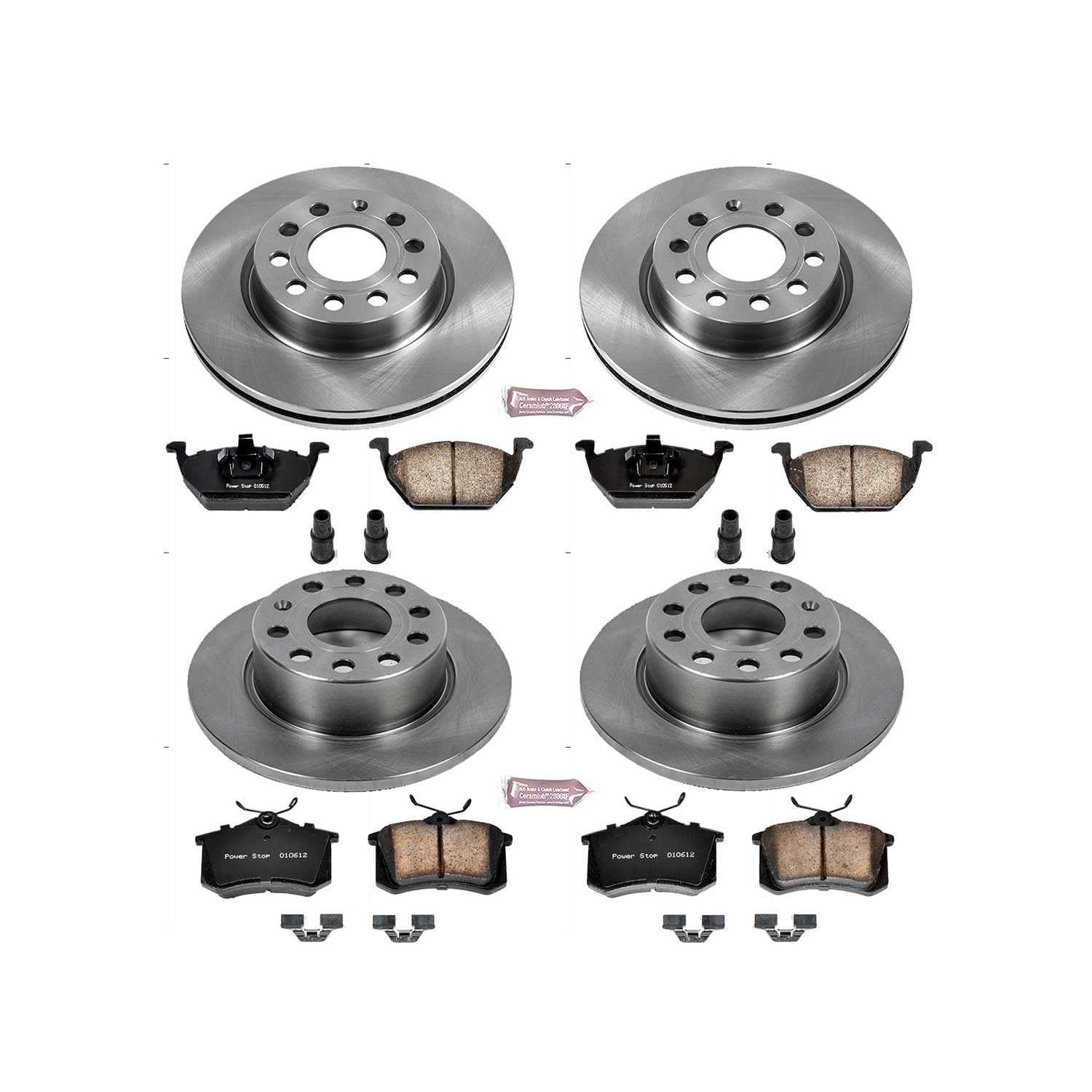 Power Stop Autospecialty KOE7242 Front and Rear Replacement Brake Kit-OE Brake Rotors & Ceramic Brake Pads For Volkswagen Jetta 2013-2015 [Model Specific]