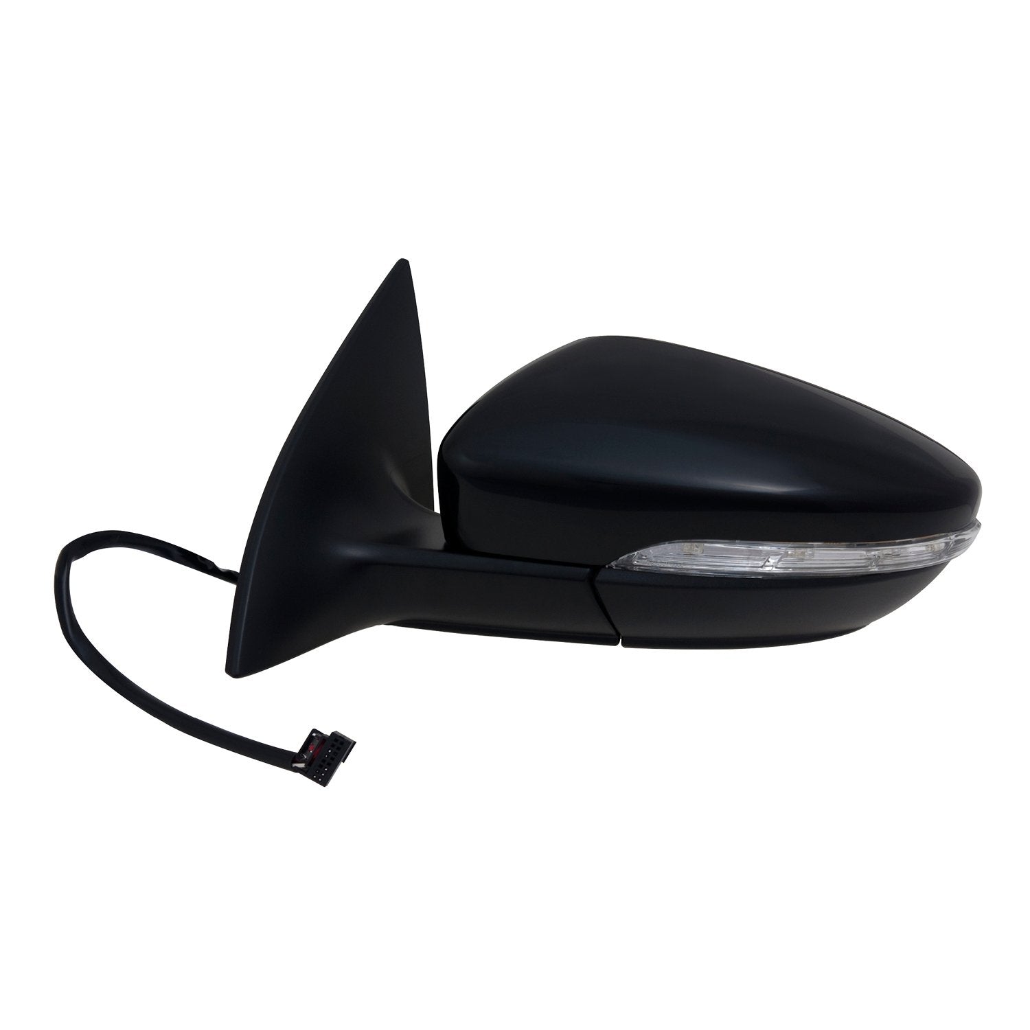 Driver Side Fit Mirror for Volkswagen Passat CC, Textured Black w/PTM Cover, w/Turn Signal, Puddle lamp, Memory, Foldaway, w/o auto dimming, w/o Power Folding, Heated Power