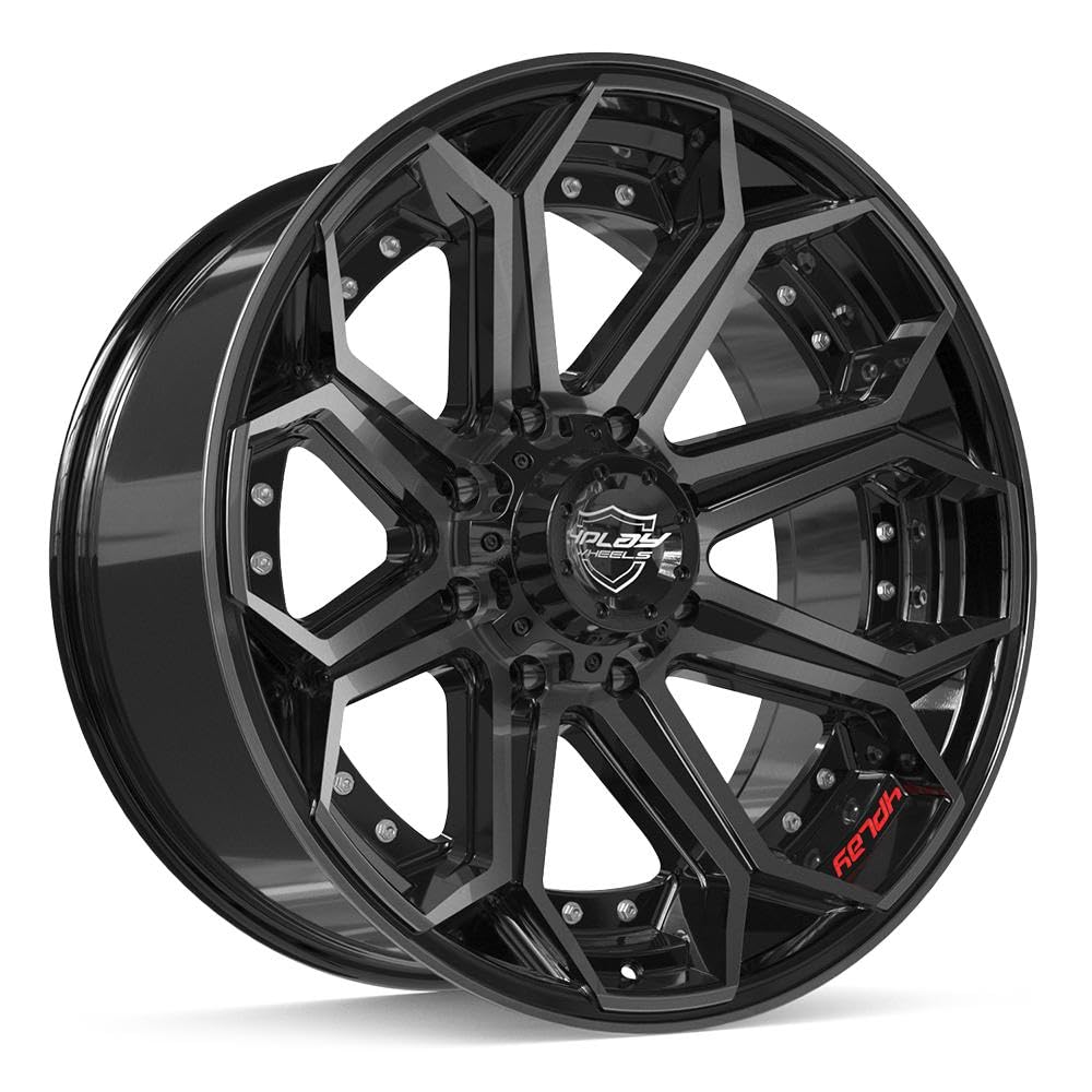 22 Inch 4PLAY Wheels Rim 4P80R Fits 8x180 22x10 Gloss Black Brushed with Tinted Clear (1)