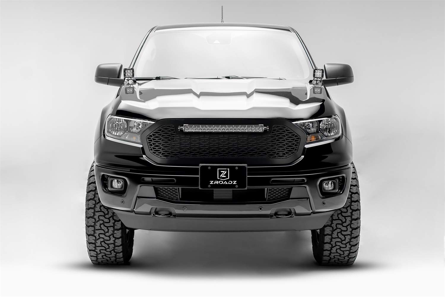 ZROADZ LED Mounting Bracket Ditch Hood Hinge - Compatible w/ 2019-2021 Ford Ranger - to Mount (2) 3 Inch LED Pod Lights - Mild Steel Gloss Black - Bolt-On Easy Installation - PN #Z365821