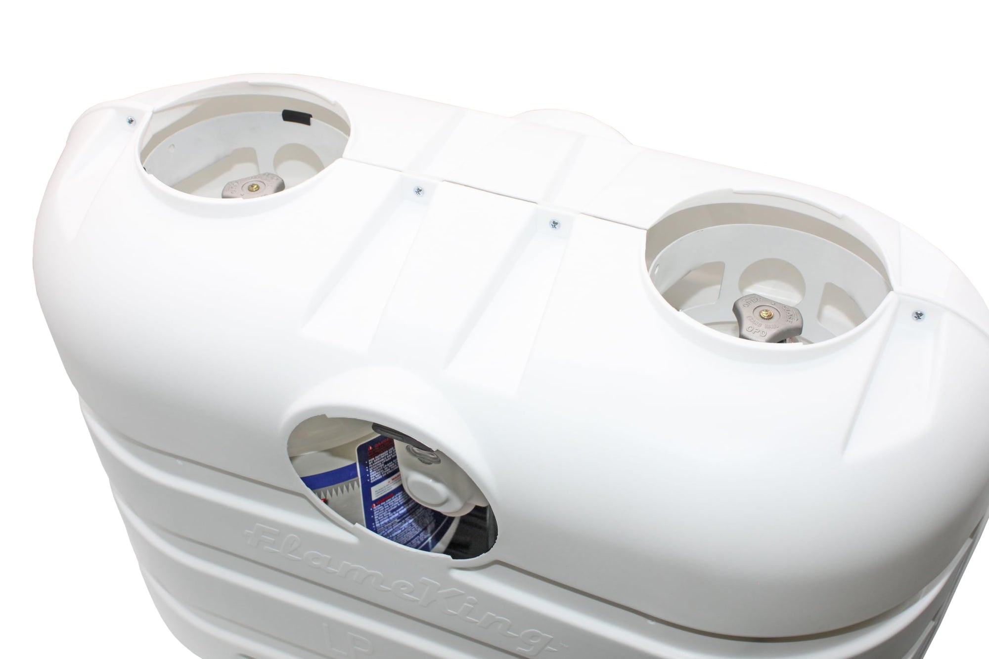 Flame King 20LB Dual LP Propane Tank Light Plastic Heavy Duty Cover for RV, Travel Trailer, Camper - White