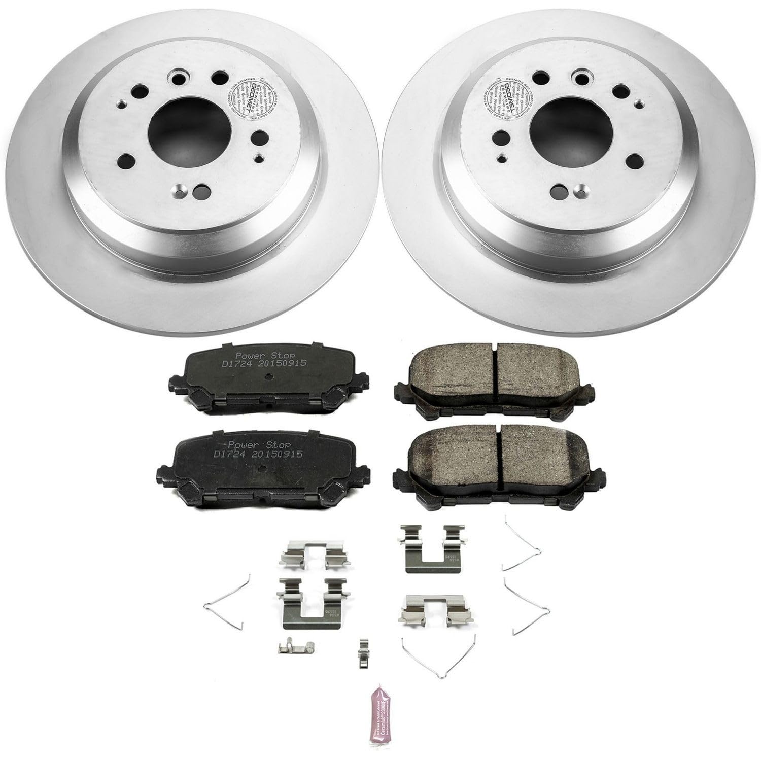 Power Stop CRK7727 Brake Pads and Coated Brake Rotor- Rear For Honda Passport 2019-2022, Honda Pilot 2016-2022, Honda Ridgeline 2017-2022 [Model Specific]