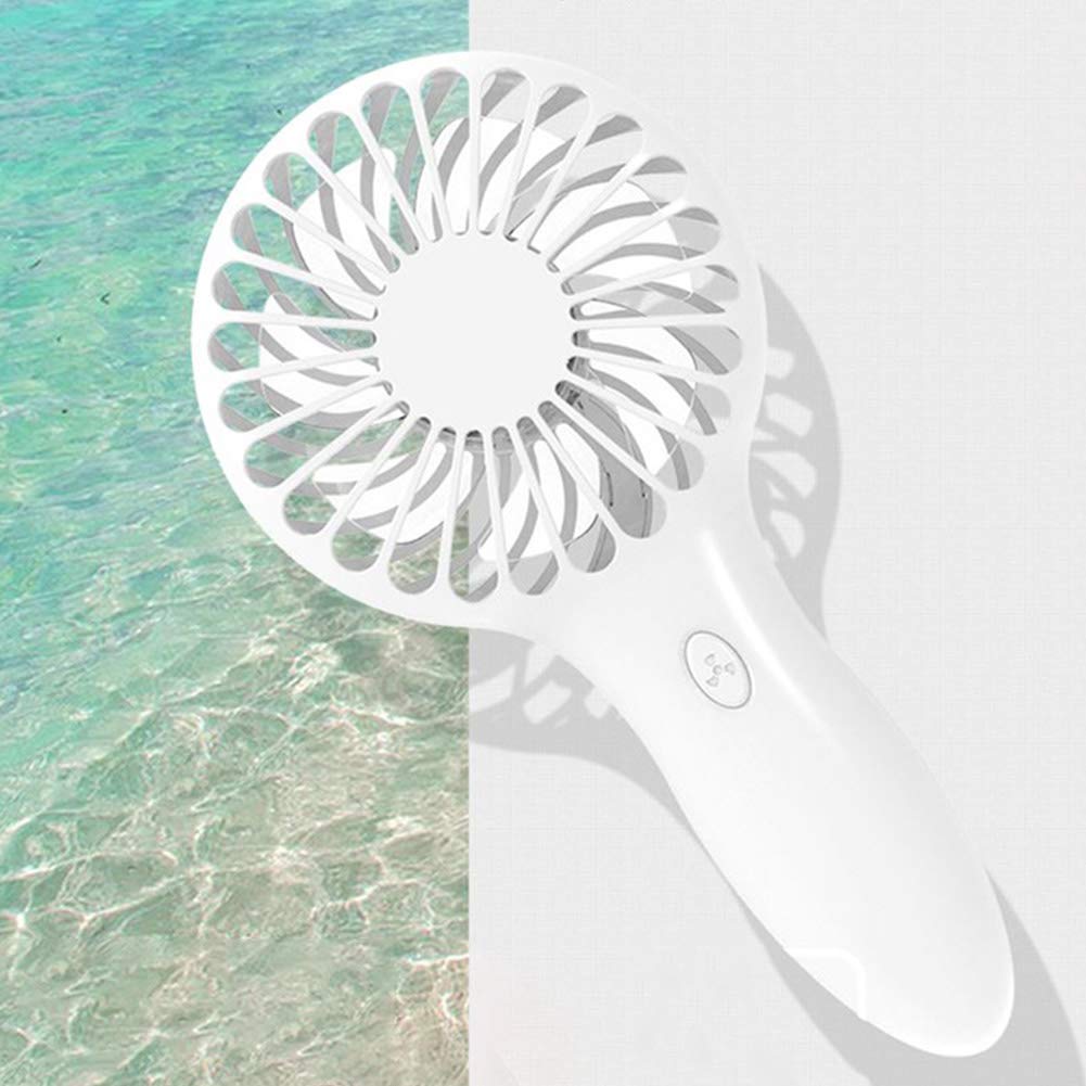 Mini Hand Held Fan, Handheld Fan with USB Rechargeable Battery, 3 Speed Setting Desk Table Fan with Base, Strong Wind, Quick Charge, for Home, Office, Travel and Sport
