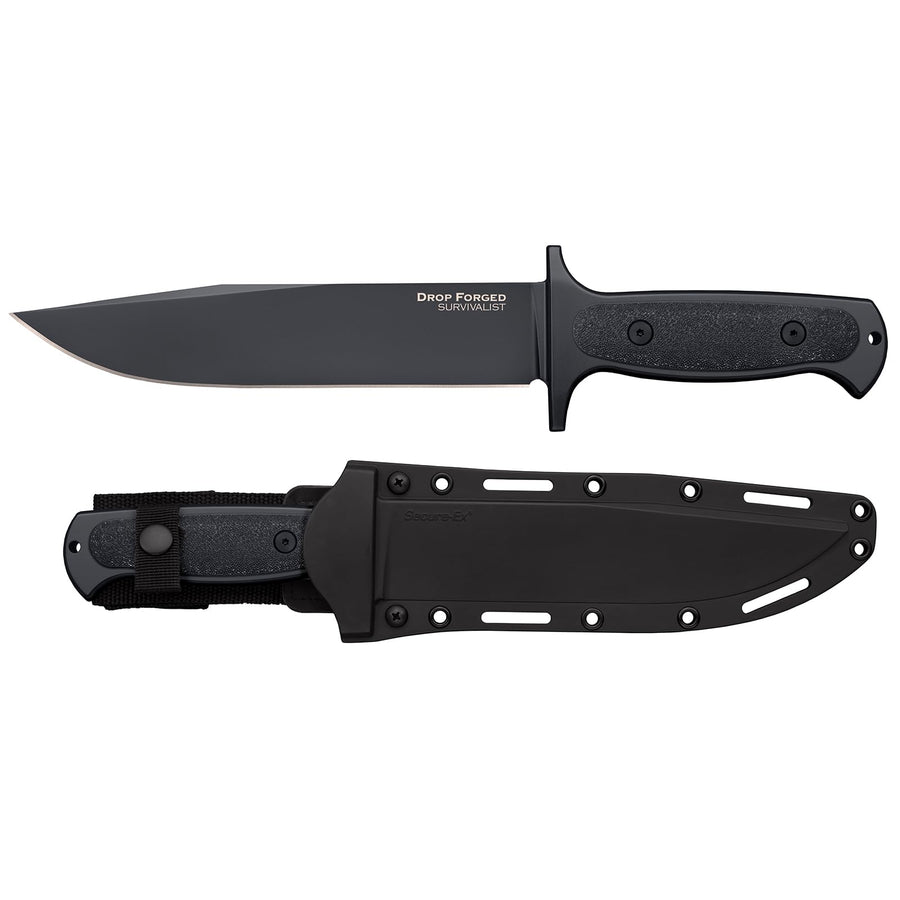 Cold Steel Survivalist Drop Forged 8" 52100 High-Carbon Steel Clip Point Fixed Blade EDC Tactical Hunting Utility Knife, 5" Ergonomic Handle, Weather-Resistant Secure-Ex Sheath