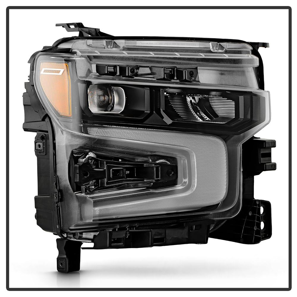 Chevy Silverado 22-24 1500 (Trail Boss RST W/Rally Edition) Spyder (POE) LED Reflector with LED Signature DRL and Amber Tracer Animation Black Bezel Headlight - OE Black Right