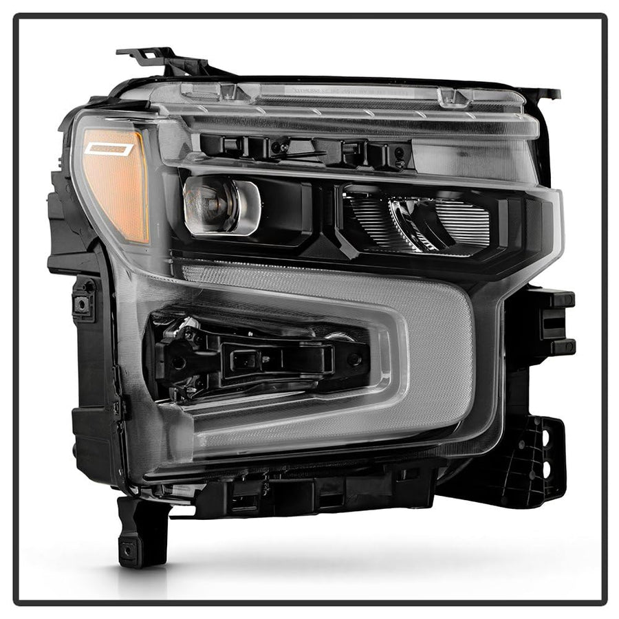 Chevy Silverado 22-24 1500 (Trail Boss RST W/Rally Edition) Spyder (POE) LED Reflector with LED Signature DRL and Amber Tracer Animation Black Bezel Headlight - OE Black Right