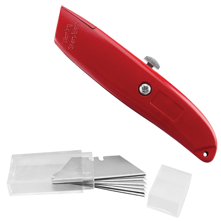 Die-Cast Performance Tool 1110 Retractable Utility Knife with In Handle Blade Storage and Push Button Retractable Blade - Perfect for Cutting, Trimming, and More