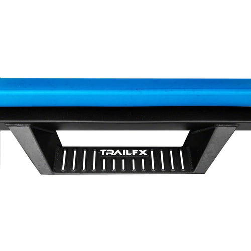 TrailFX Drop Down Steps Nerf Bars with Hoop for Chevrolet Silverado 1500 Crew Cab 2014-2018 Matte Black Powder Coated Steel Rocker Panel Mount TrailFX DHS004B