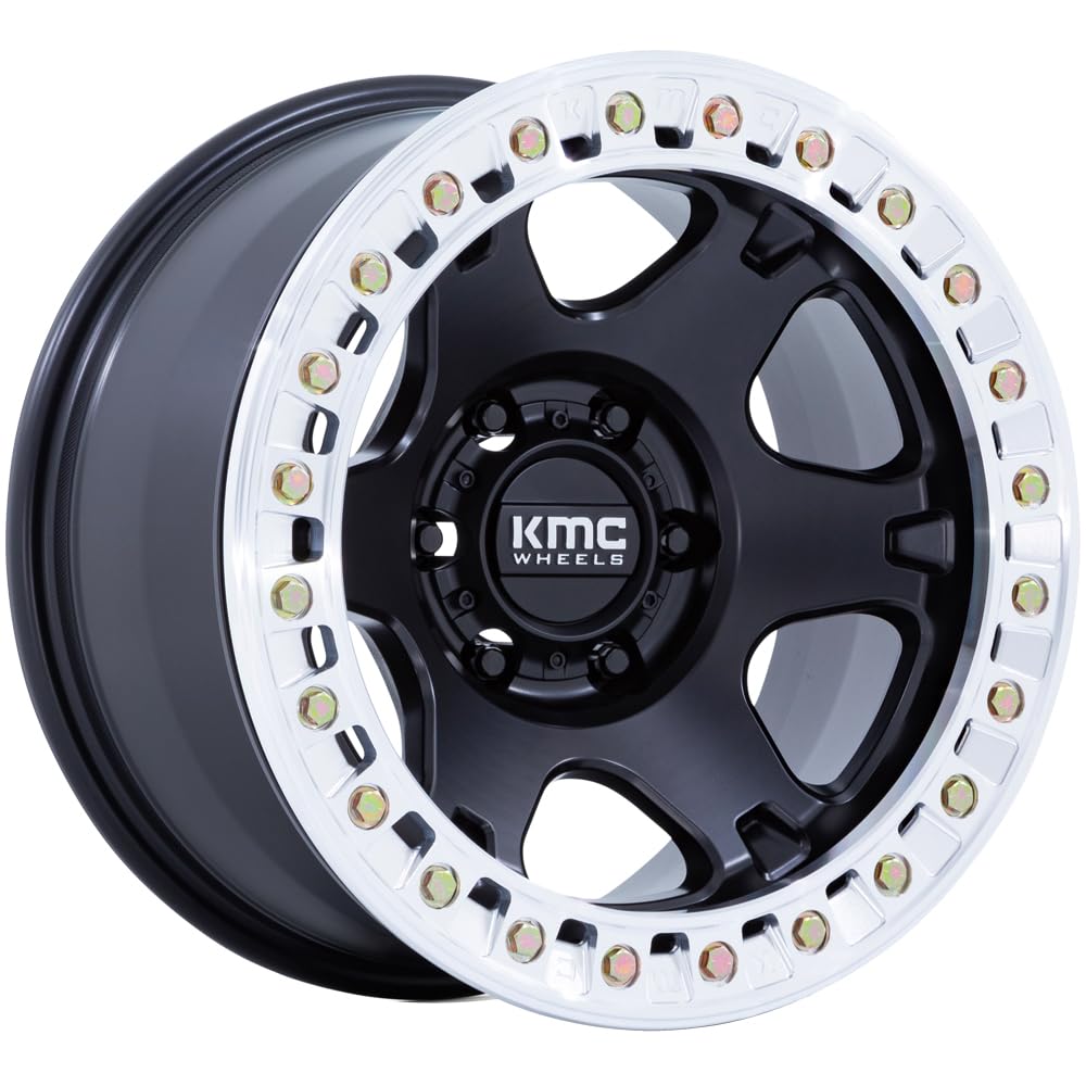 KMC 17X9 VI BEADLOCK 6X5.54.53-12mm SATIN BLACK W/MACHINED RING - KM238MD17906012N