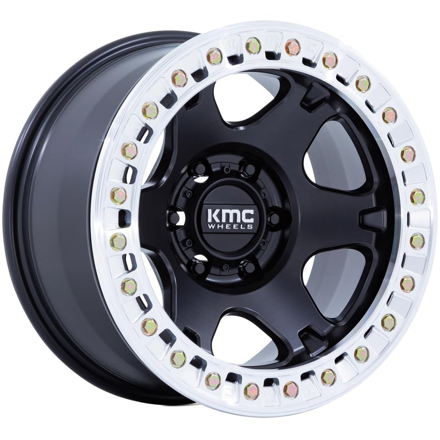 KMC 17X9 VI BEADLOCK 6X5.54.53-12mm SATIN BLACK W/MACHINED RING - KM238MD17906012N