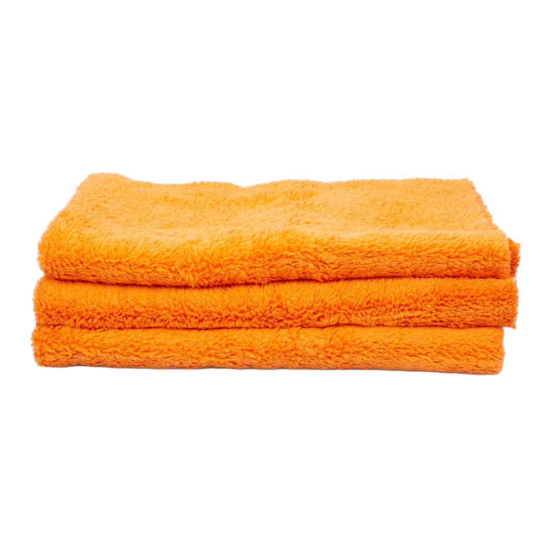500GSM Maxshine 16" x 24" Universal 3-Pack Orange Edgeless Microfiber Towel – Ultra-Soft & High Absorbency – Ideal for Car Detailing, Polishing & Finishing – Lint-Free Cleaning Cloth