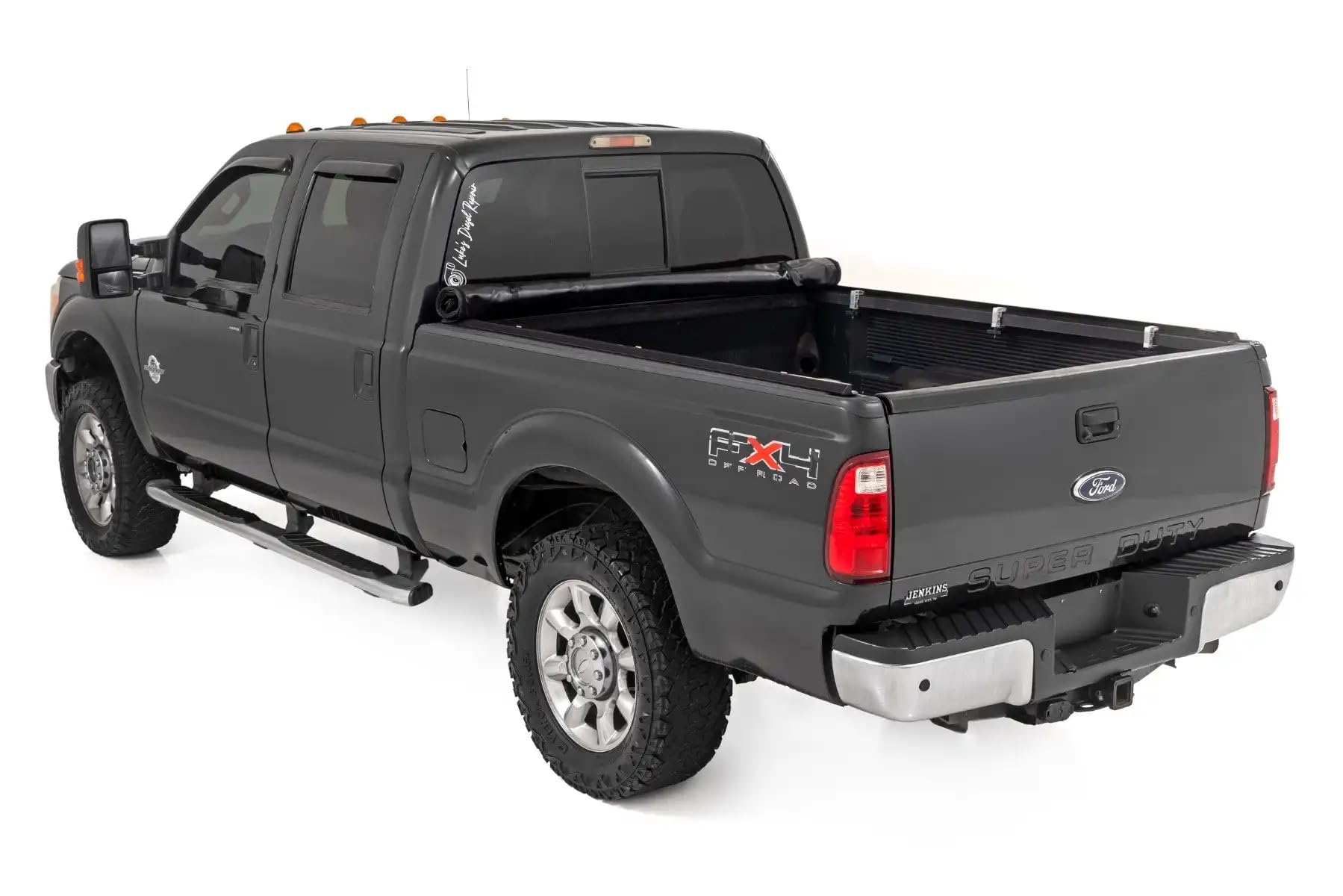 Soft Roll Up Rough Country Truck Bed Tonneau Cover for Ford F250/350 Super Duty (1999-2016) - Fits 6'10 (82") Bed, Weatherproof Bed Cover