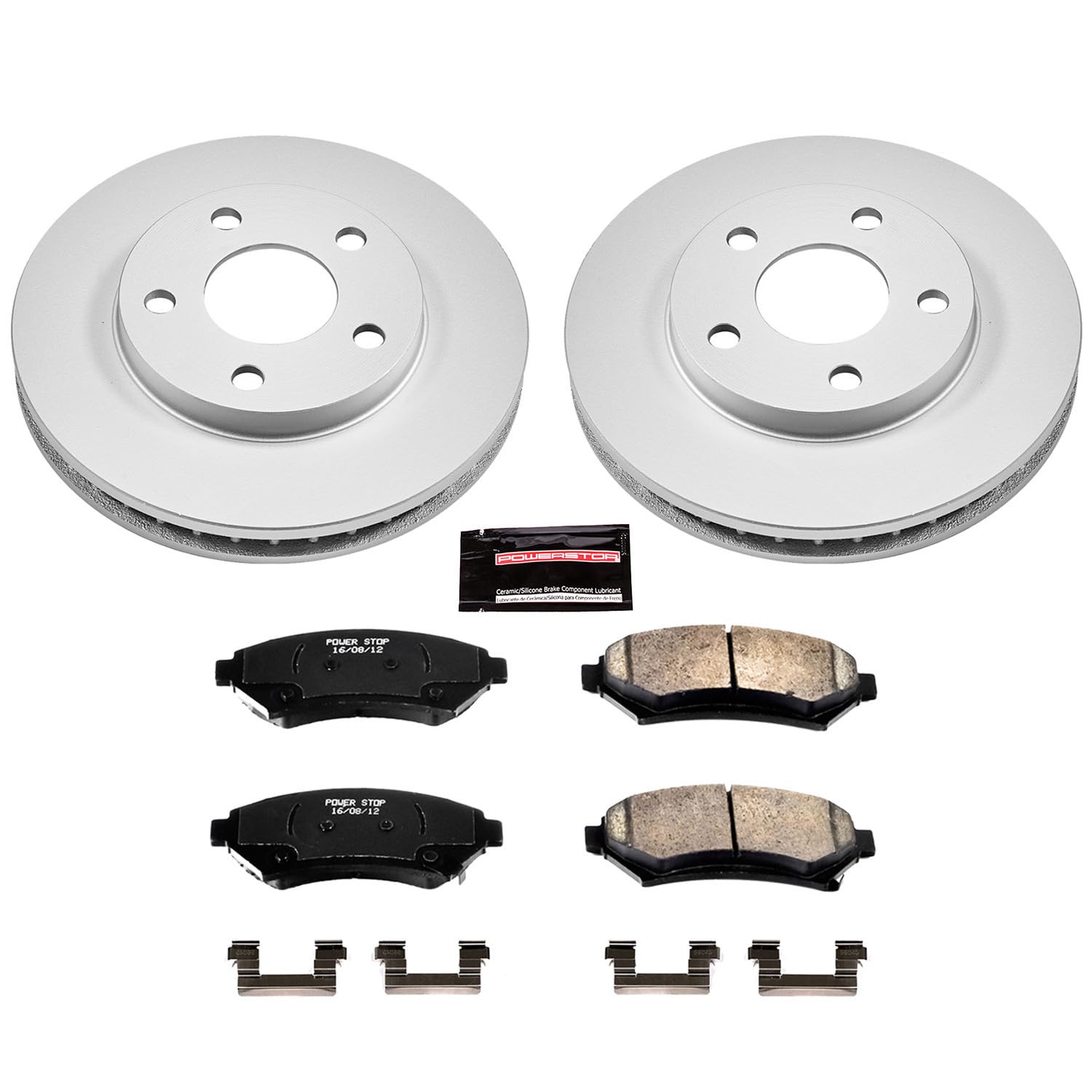 Power Stop CRK2553 Brake Rotor Coated & Ceramic Brake Pads- front For Century, LeSabre, Regal, Venture, Olds Intrigue, Olds Silhouette, Bonneville, Grand Prix, Montana, Trans Sport [Model Specific]