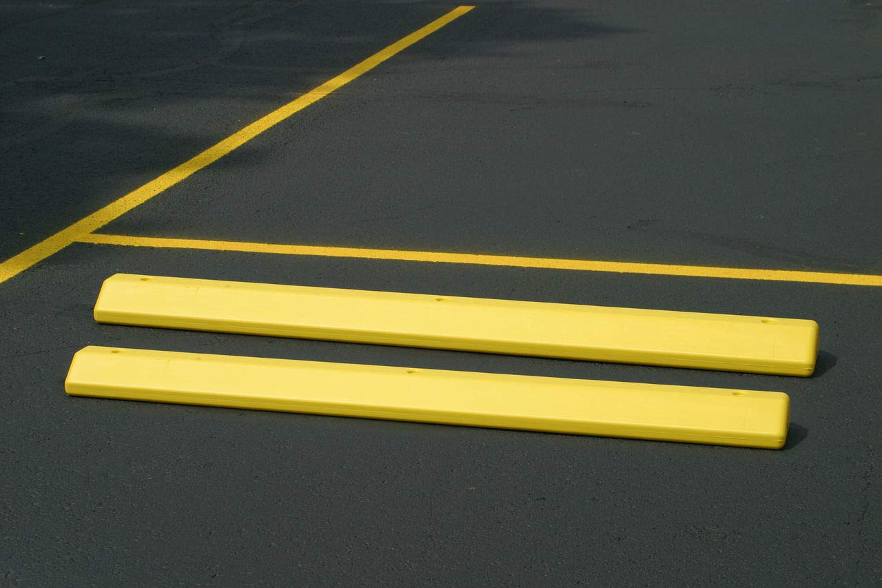 Eagle Yellow 1790Y High Density Polyethylene Parking Stop with Anchor Kit, 72" L x 8" W x 4" H - Pack of 2